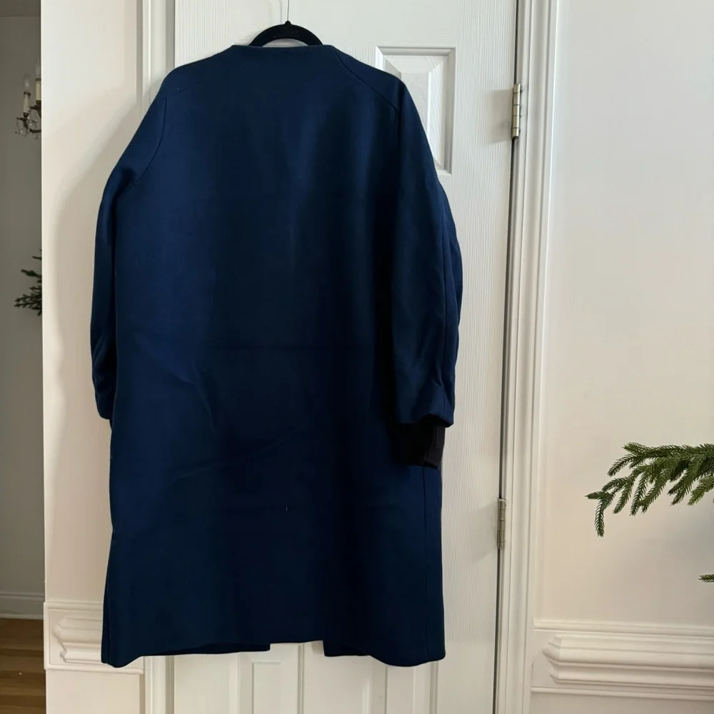KATE SPADE SATURDAY | LONG BASEBALL WOOL COAT /  4CMU0356 ~NAVY 400 / Size XL